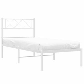 Bedframe met hoofdbord metaal wit 90x190 cm 3