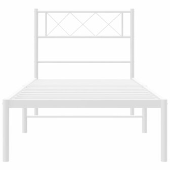 Bedframe met hoofdbord metaal wit 90x190 cm 5