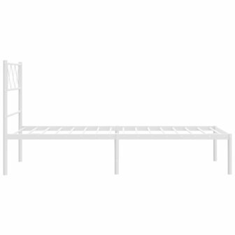 Bedframe met hoofdbord metaal wit 90x190 cm 6