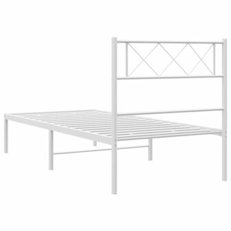 Bedframe met hoofdbord metaal wit 90x190 cm 7