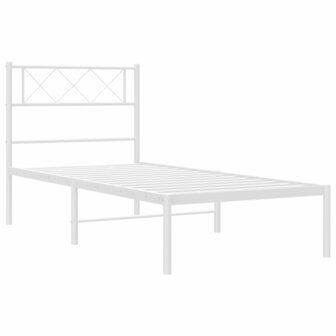 Bedframe met hoofdbord metaal wit 100x190 cm 4