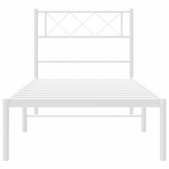 Bedframe met hoofdbord metaal wit 100x190 cm 5