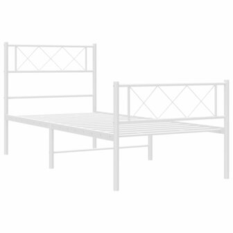 Bedframe met hoofd- en voeteneinde metaal wit 75x190 cm 5