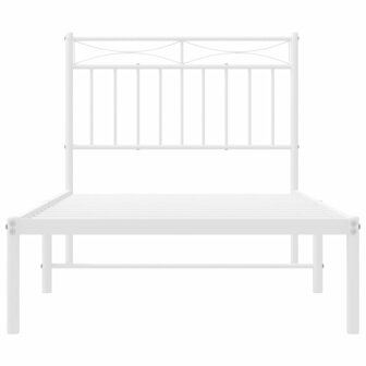 Bedframe met hoofdbord metaal wit 90x200 cm 5