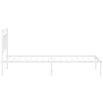 Bedframe met hoofdbord metaal wit 90x200 cm 6