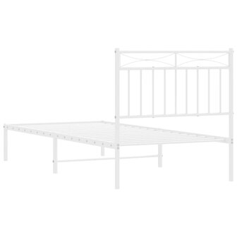 Bedframe met hoofdbord metaal wit 90x200 cm 7