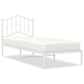 Bedframe met hoofdbord metaal wit 80x200 cm 2