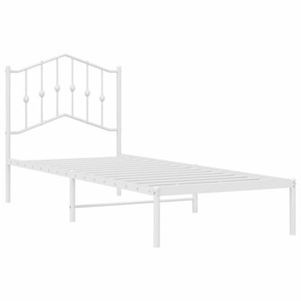 Bedframe met hoofdbord metaal wit 80x200 cm 4