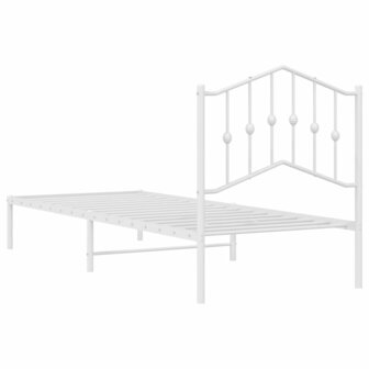 Bedframe met hoofdbord metaal wit 80x200 cm 7