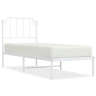 Bedframe met hoofdbord metaal wit 80x200 cm 2