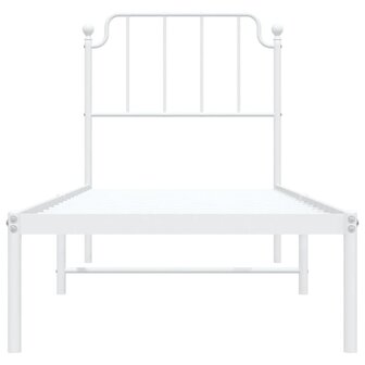 Bedframe met hoofdbord metaal wit 80x200 cm 5