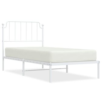 Bedframe met hoofdbord metaal wit 90x190 cm 2