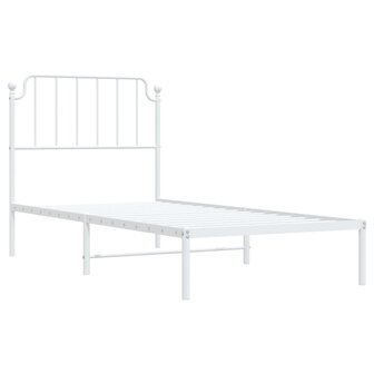 Bedframe met hoofdbord metaal wit 90x190 cm 4