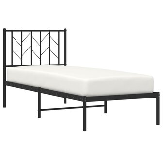 Bedframe met hoofdbord metaal zwart 75x190 cm 3