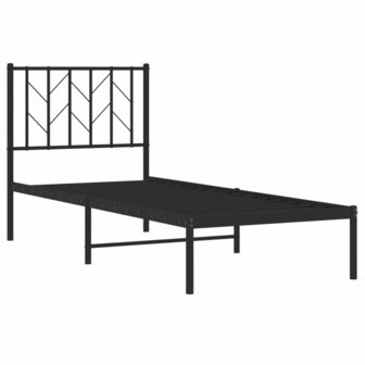 Bedframe met hoofdbord metaal zwart 75x190 cm 4