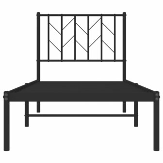 Bedframe met hoofdbord metaal zwart 75x190 cm 5