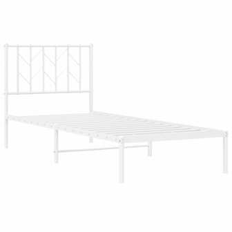 Bedframe met hoofdbord metaal wit 80x200 cm 4