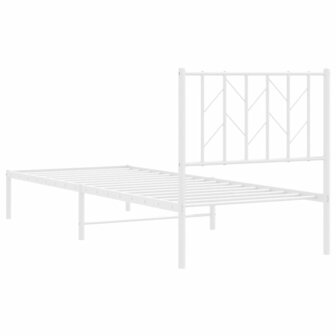 Bedframe met hoofdbord metaal wit 80x200 cm 7