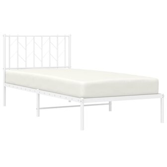 Bedframe met hoofdbord metaal wit 90x190 cm 3