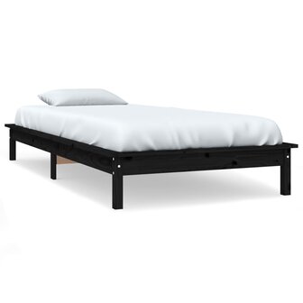 Bedframe massief grenenhout zwart 75x190 cm 2