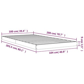 Bedframe massief grenenhout 100x200 cm 8