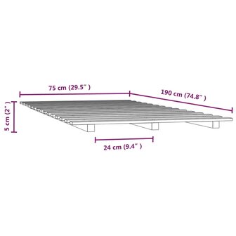 Bedframe 75x190 cm massief grenenhout honingbruin 8