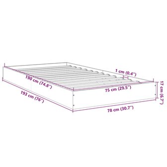 Bedframe bewerkt hout wit 75x190 cm 10