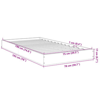 Bedframe bewerkt hout zwart 75x190 cm 10