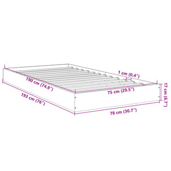 Bedframe bewerkt hout grijs sonoma eikenkleurig 75x190 cm 10