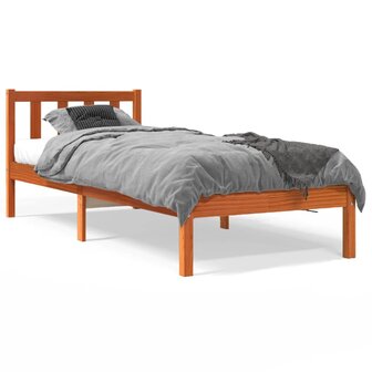 Bedframe massief grenenhout wasbruin 75x190 cm 1