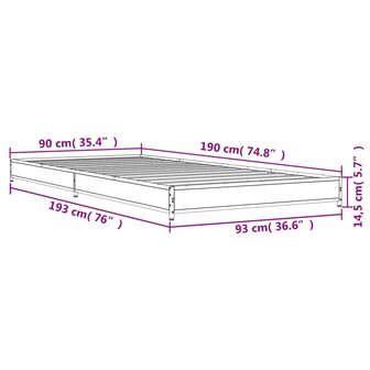 Bedframe bewerkt hout en metaal sonoma eikenkleurig 90x190 cm 9