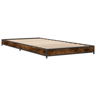 Bedframe bewerkt hout en metaal gerookt eikenkleurig 90x190 cm 2