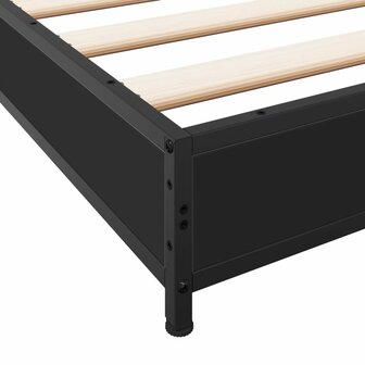 Bedframe bewerkt hout en metaal zwart 75x190 cm 7