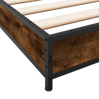 Bedframe bewerkt hout en metaal gerookt eikenkleurig 75x190 cm 7