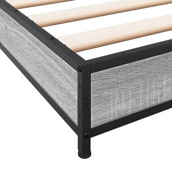 Bedframe bewerkt hout en metaal grijs sonoma eiken 75x190 cm 7