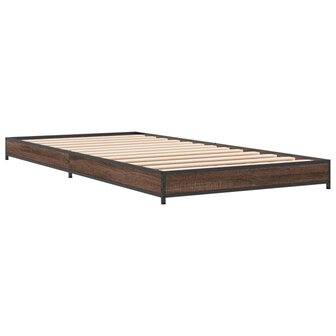 Bedframe bewerkt hout en metaal bruin eikenkleurig 75x190 cm 2