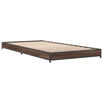 Bedframe bewerkt hout en metaal bruin eikenkleurig 75x190 cm 6