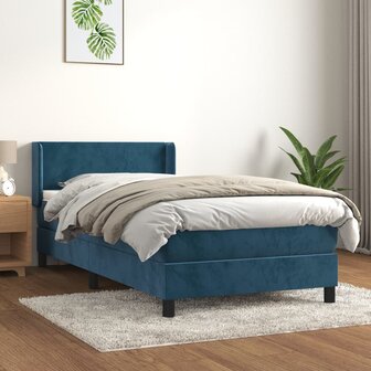 Boxspring met matras fluweel donkerblauw 90x200 cm 1