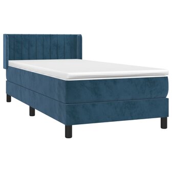 Boxspring met matras fluweel donkerblauw 80x200 cm 3