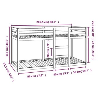 Stapelbed massief grenenhout wit 90x200 cm 8