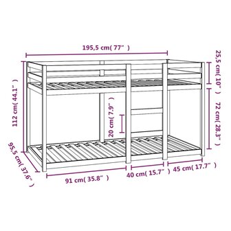 Stapelbed 90x190 cm massief grenenhout wit 8