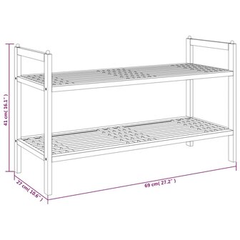 Schoenenrek 69x27x41 cm massief walnotenhout 6