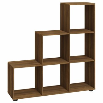 Boekenkast trapvormig 107 cm bewerkt hout bruin eikenkleur 2