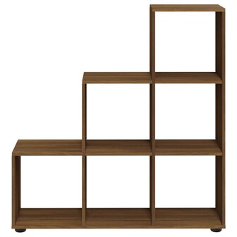 Boekenkast trapvormig 107 cm bewerkt hout bruin eikenkleur 4