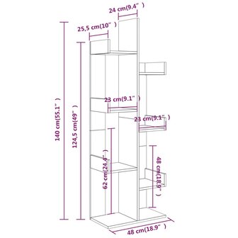 Boekenkast 48x25,5x140 cm bewerkt hout grijs sonoma eikenkleur 6