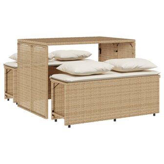 3-delige Tuinset met kussens poly rattan beige 2