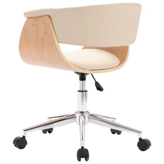 Eetkamerstoelen 6 st draaibaar 6 st kunstleer cr&egrave;mekleurig 4