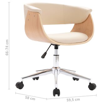 Eetkamerstoelen 6 st draaibaar 6 st kunstleer cr&egrave;mekleurig 8