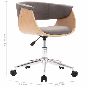 Eetkamerstoelen draaibaar 6 st stof taupe 8