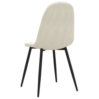 Eetkamerstoelen 2 st fluweel cr&egrave;mewit 6